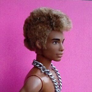Custom Ken Male doll Honey blonde afro drop fade Ooak